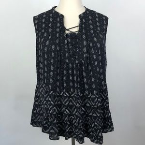 NWT Style & Co. Black & White Lace-Up Tank Size 3X